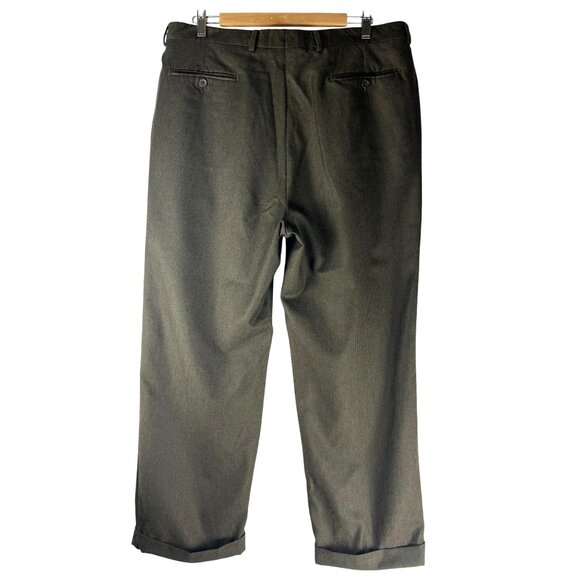 Vintage Chiavari Zignone Super 100 Italian Wool Dark Olive Green Trousers, Mens - Picture 2 of 9